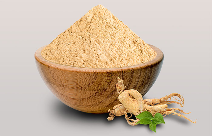 Korean,Ginseng,Powder,In,Wooden,Bowl,Isolated,On,White,Background